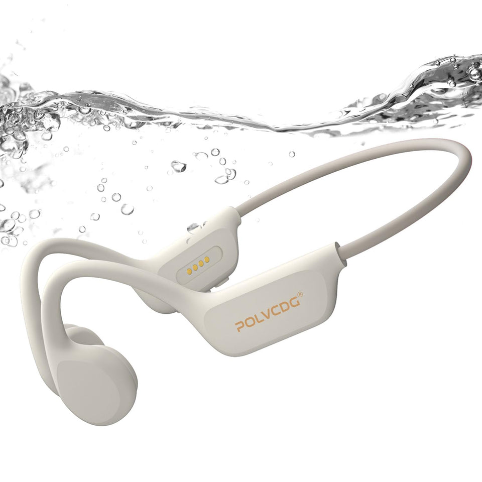 POLVCDG front packaging showing waterproof bone conduction headphones and features