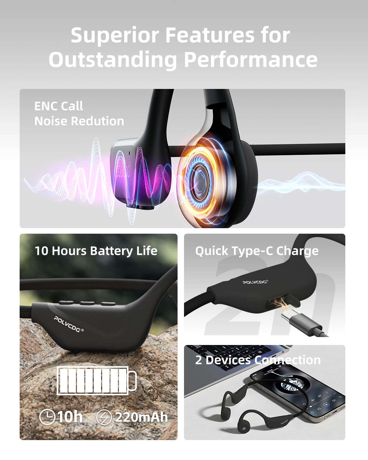 POLVCDG IPX6 waterproof design protects against sweat during workouts