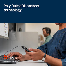 Poly DA85M Quick Disconnect connector with Poly headset compatibility benefit
