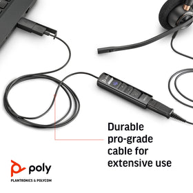 Poly DA85M next to headset showing scale and simplified deployment benefit