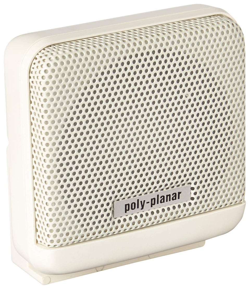Poly-Planar MB-41-W front view showing waterproof grille and durable mount, improving VHF clarity