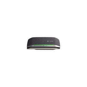 Poly Sync 20 compact front view on desk, ideal for clear calls.