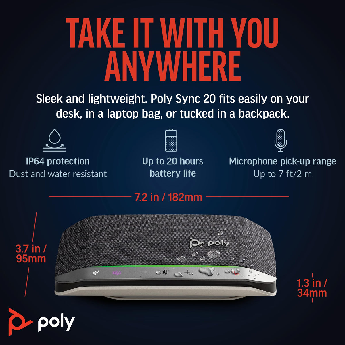 POLY Sync 20 teams button provides instant Teams access