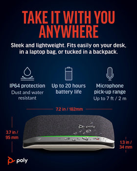 POLY Sync 20+ bass reflex system for natural voice and deep bass.