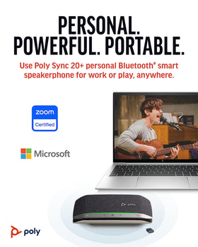 POLY Sync 20+ battery life indicator signaling long talk time.
