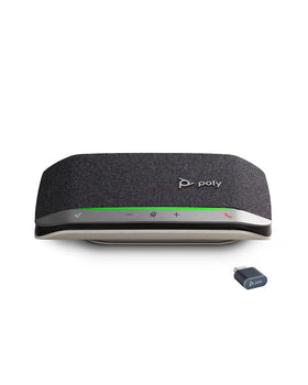 POLY Sync 20+ front view, compact design for take-everywhere conference calls.