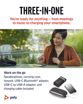 POLY Sync 20+ USB-C/Bluetooth connectivity setup for flexible use.