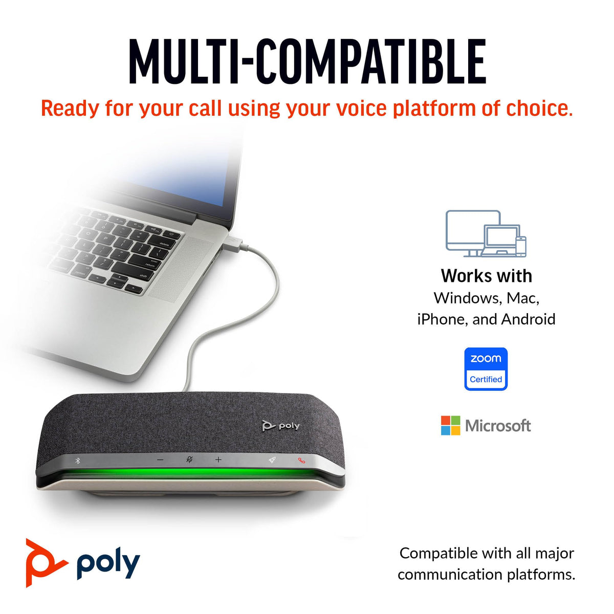 Poly Sync 40 IP64 rating protects against dust and splashes.