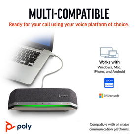 Poly Sync 40 IP64 rating protects against dust and splashes.