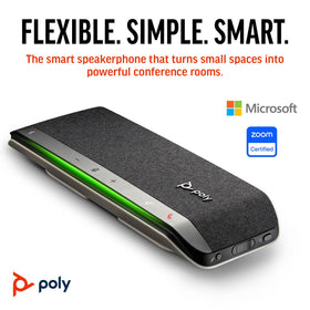 Poly Sync 40 microphone array delivering clear voice and reduced echo.