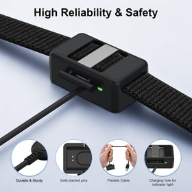 Polyjoy Hume Band Charger Case closeup pins highlighting magnetic alignment for safe charging.