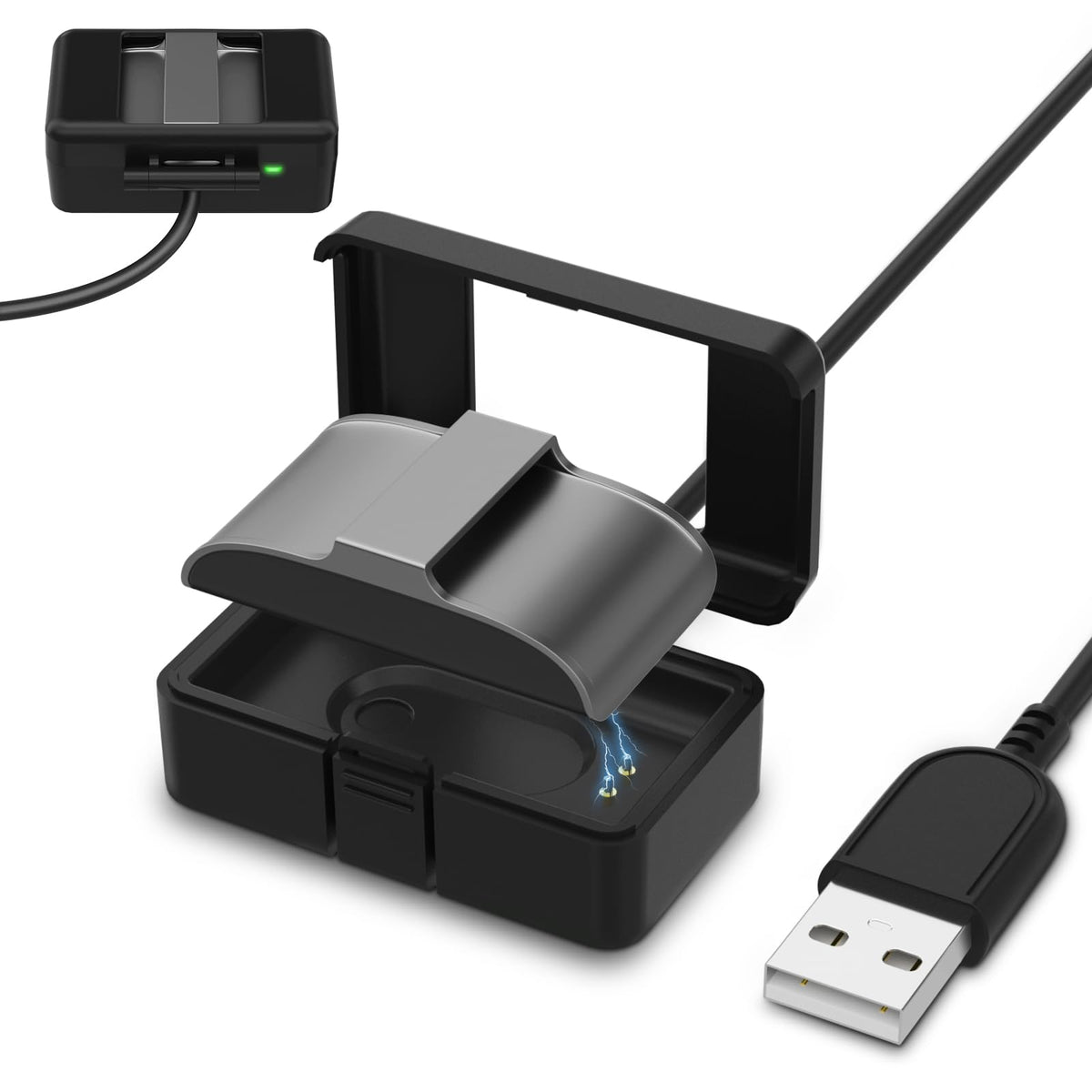 Polyjoy Hume Band Charger Case front view showing secure fit and portable charging.