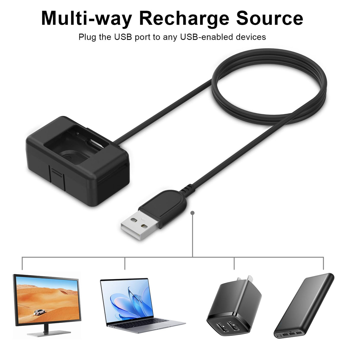 Polyjoy Hume Band Charger Case with USB cable for convenient power.
