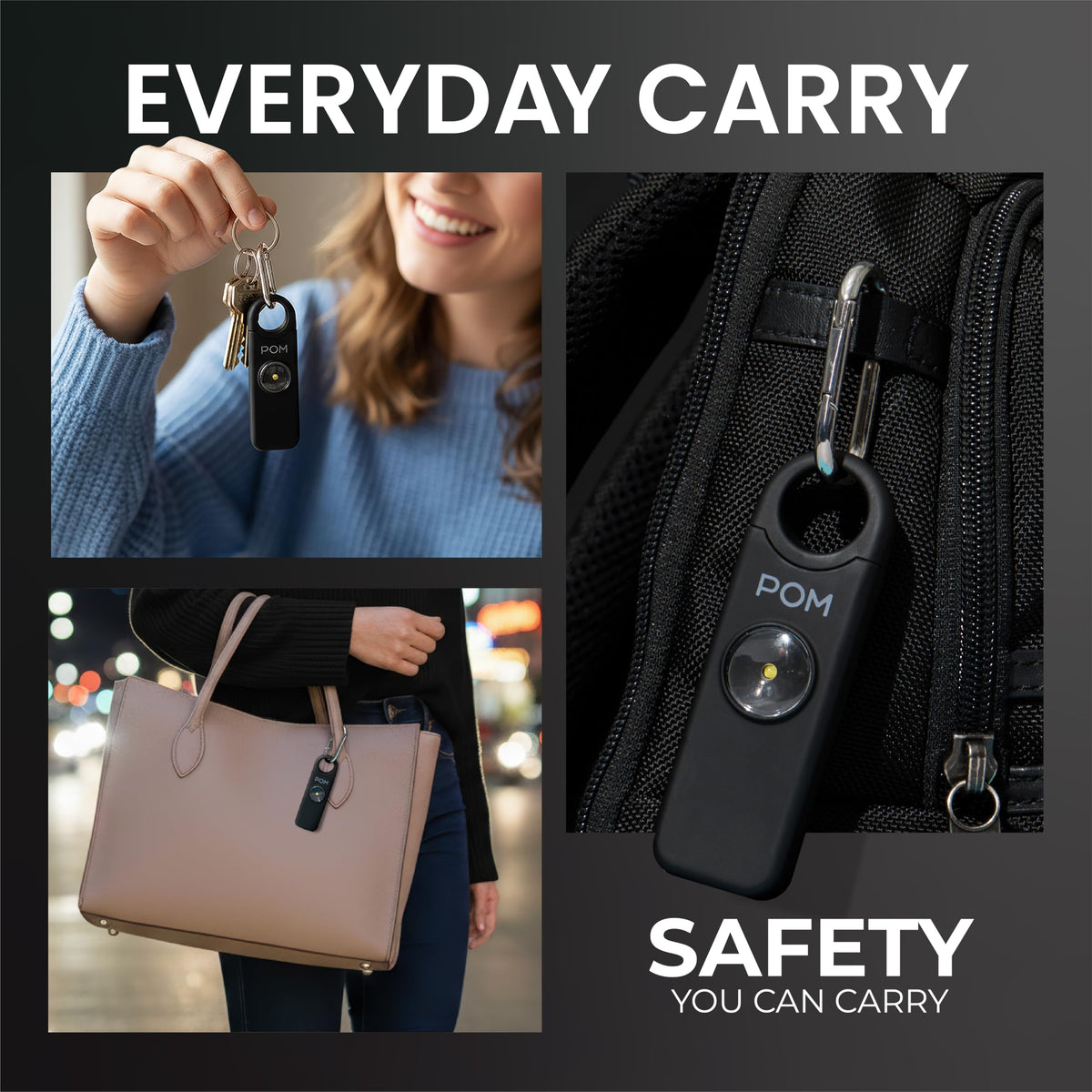 POM built-in bright LED flashlight enhances visibility in dark areas.