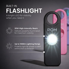 POM compact keychain design shown on keys or bag.