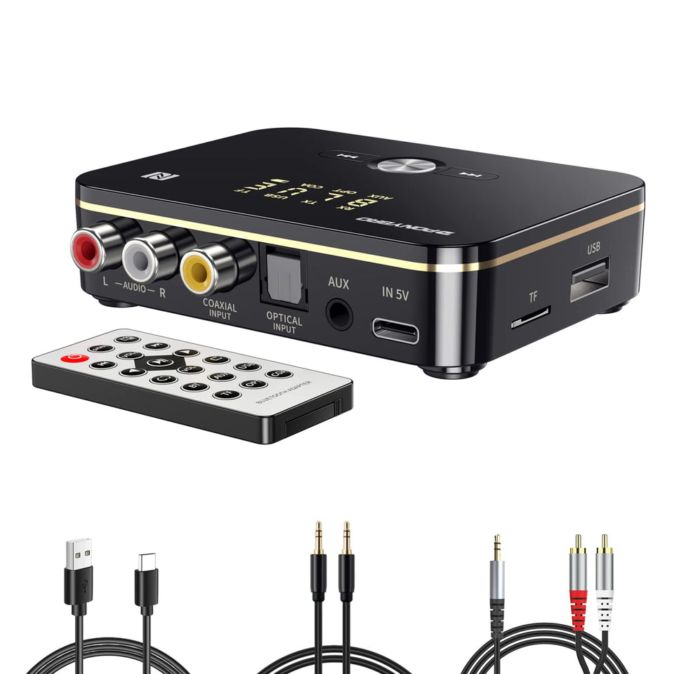 PONYBRO Bluetooth audio receiver for TV setup enables seamless wireless music to your home cinema.