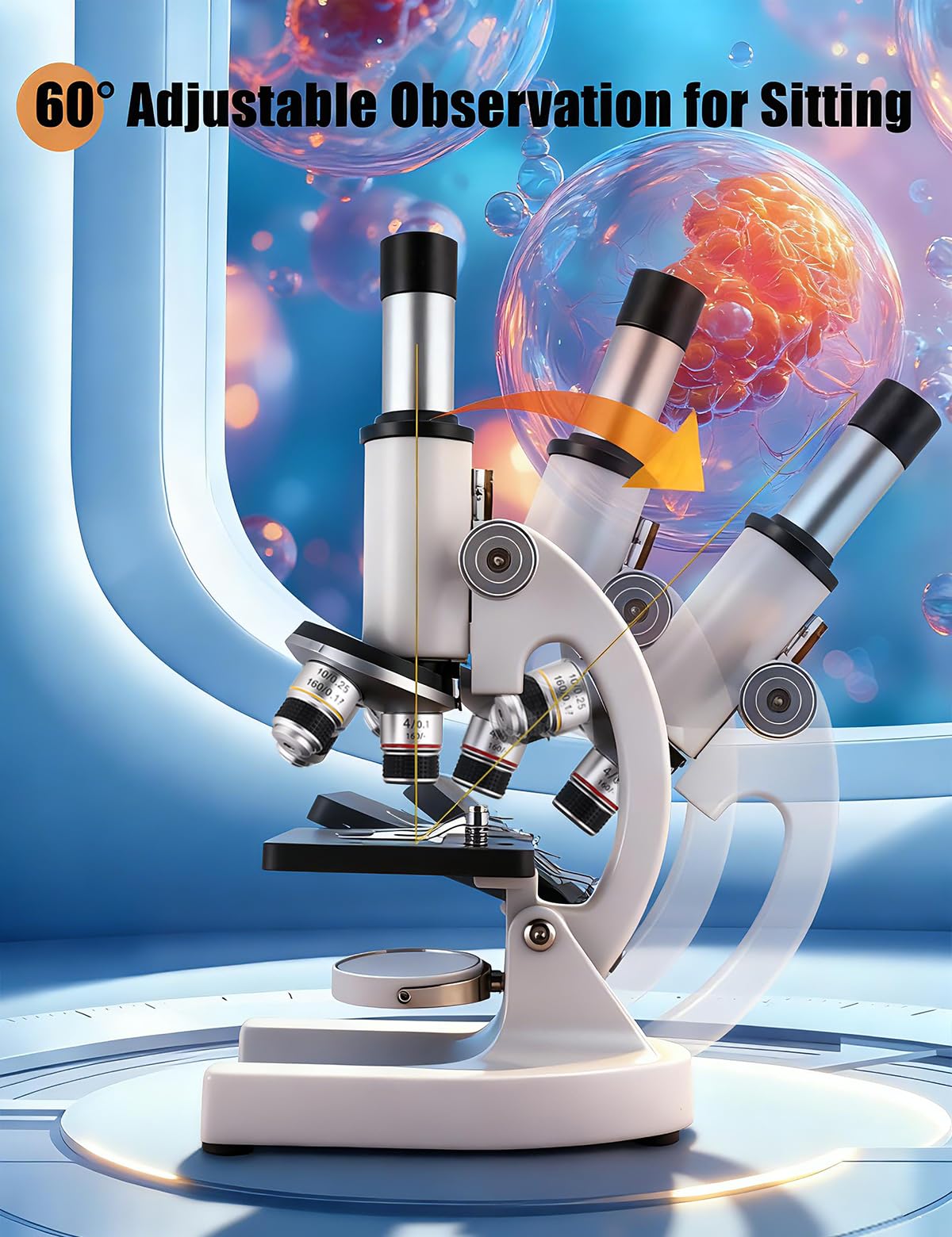 Poothoh microscope at 45-degree tilt for comfortable viewing