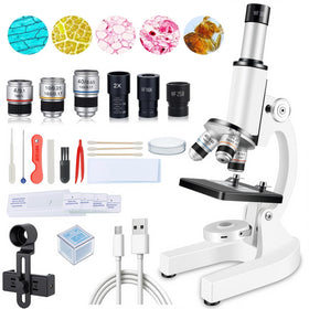 Poothoh compound microscope main view highlights sturdy build for at-home learning.