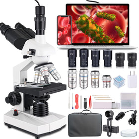 Poothoh compound trinocular microscope with USB camera for classroom sharing and digital capture.