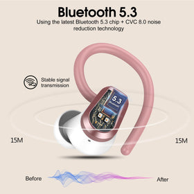 Poounur H9 charging case LED display showing battery levels for planning use