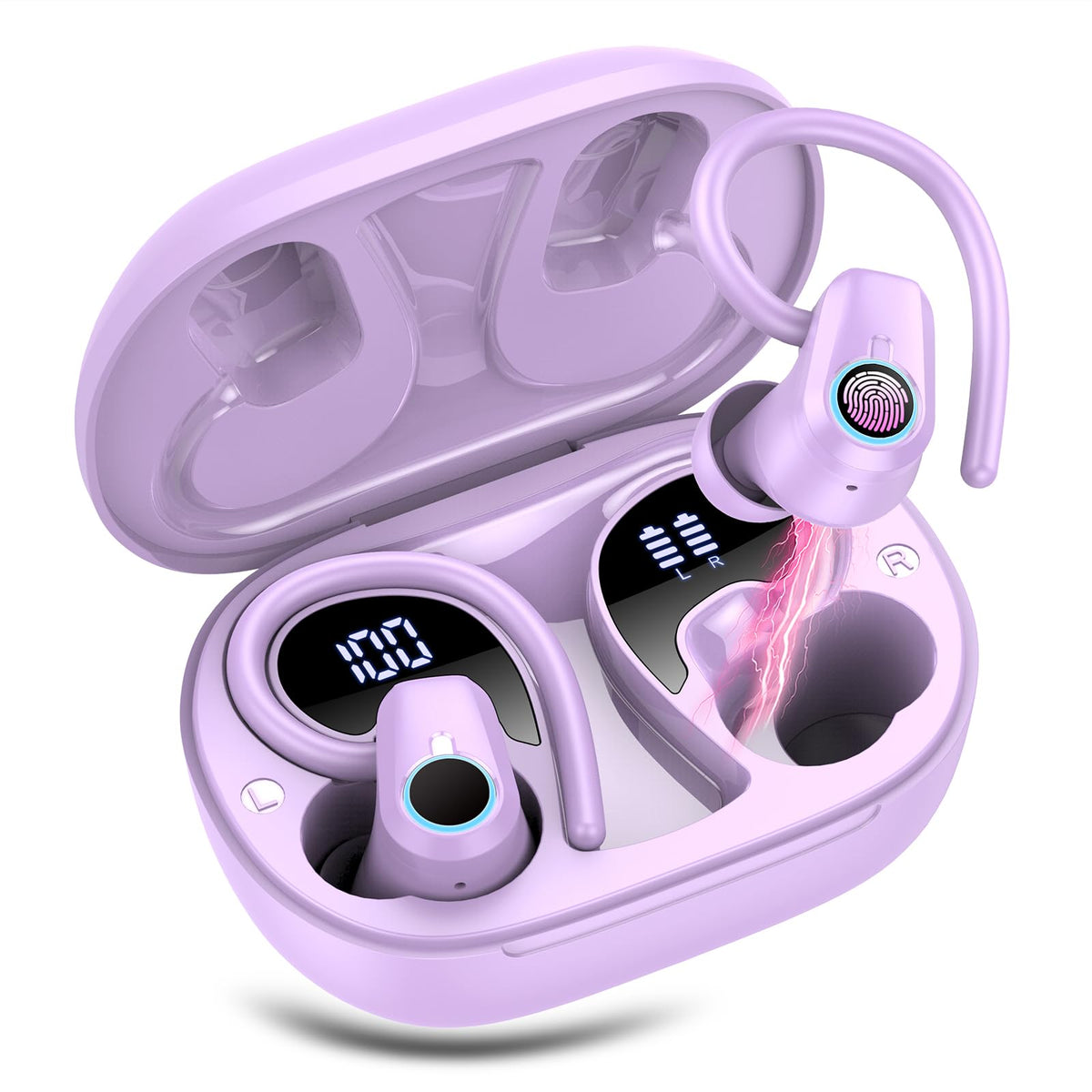 Poounur H9 earbuds with secure earhooks provide a secure fit during workouts.