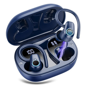 Poounur front packaging showing deep blue earbuds and clear model info for confident purchase