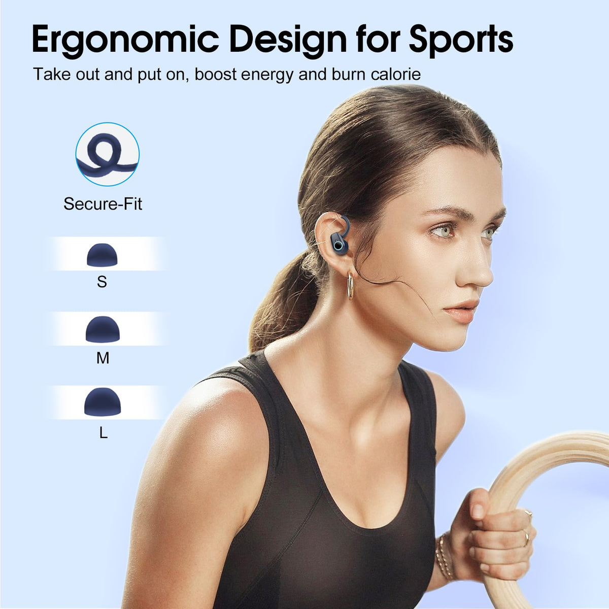 Poounur earbuds with water splash highlighting IP7 resistance to moisture during workouts