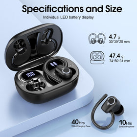 Poounur earbuds with water droplets showing IP7 resistance for sweat protection