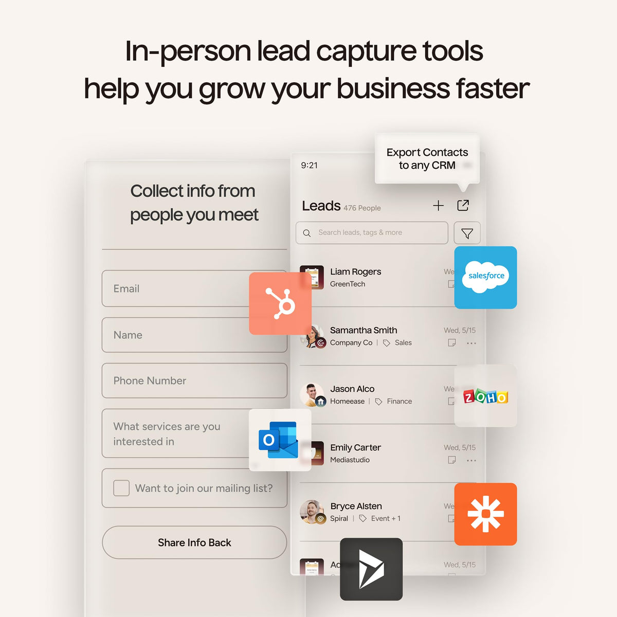 Popl bracelet Pro features via in-app subscription unlocks advanced lead management options.