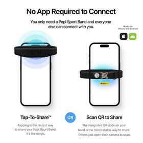 Popl bracelet with X1 chip enables instant connections at events.
