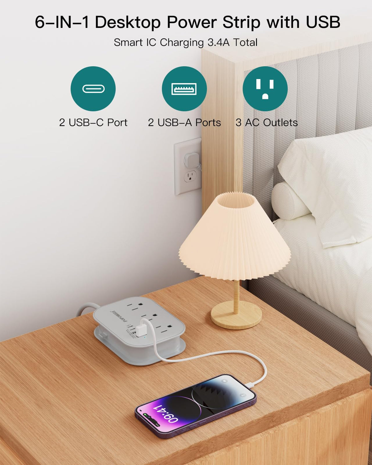 popowell mounted behind sofa illustrating space saving behind furniture