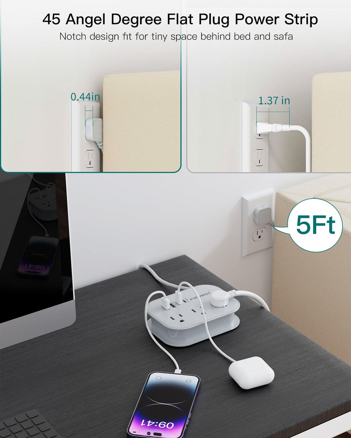 popowell powering phone and laptop on desk showcasing simultaneous charging benefit