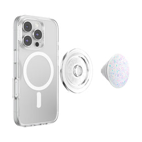 PopSockets iridescent confetti extended stand angle showing stable hands-free viewing
