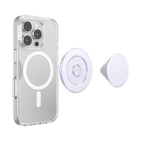 PopSockets iridescent white close-up magnet reveal showing secure magnetic connection