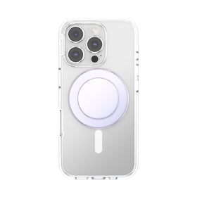 PopSockets iridescent white expanded stand angle showing hands-free viewing stability