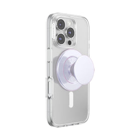 PopSockets iridescent white front view showing glossy finish and slim profile for style
