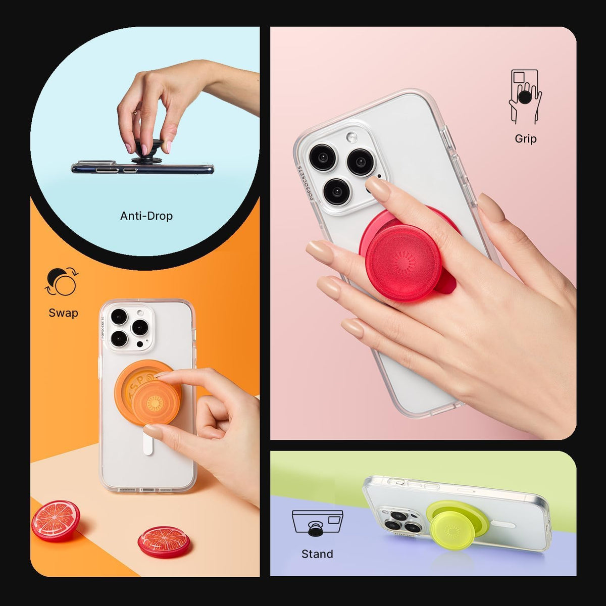 PopSockets iridescent white packaging and contents display for unboxing clarity