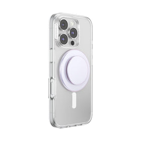 PopSockets iridescent white side profile collapsed demonstrating pocketable compactness