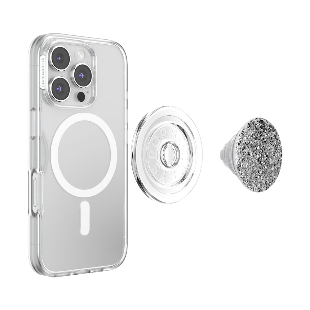 PopSockets Confetti Foil Silver close-up of confetti foil texture for premium look