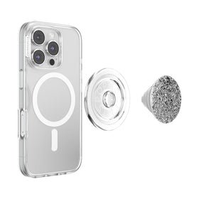 PopSockets Confetti Foil Silver close-up of confetti foil texture for premium look