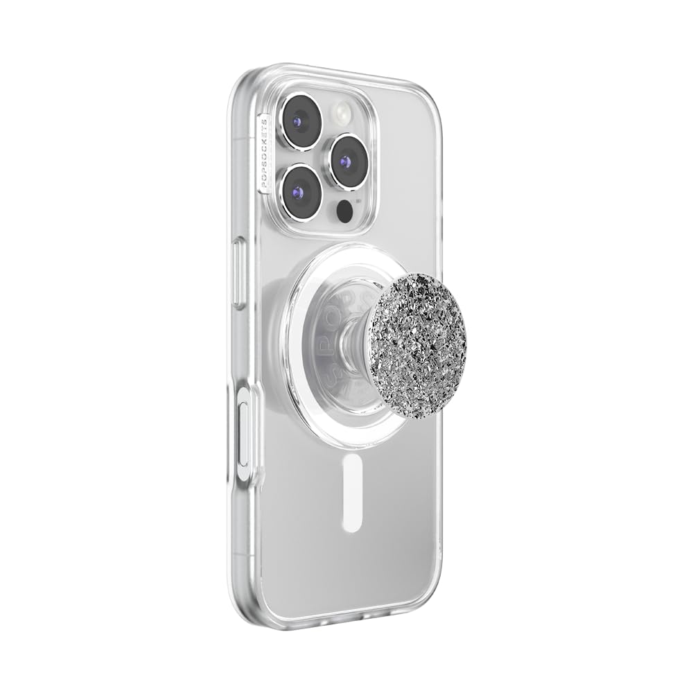 PopSockets Confetti Foil Silver front view showing metallic detail and secure style