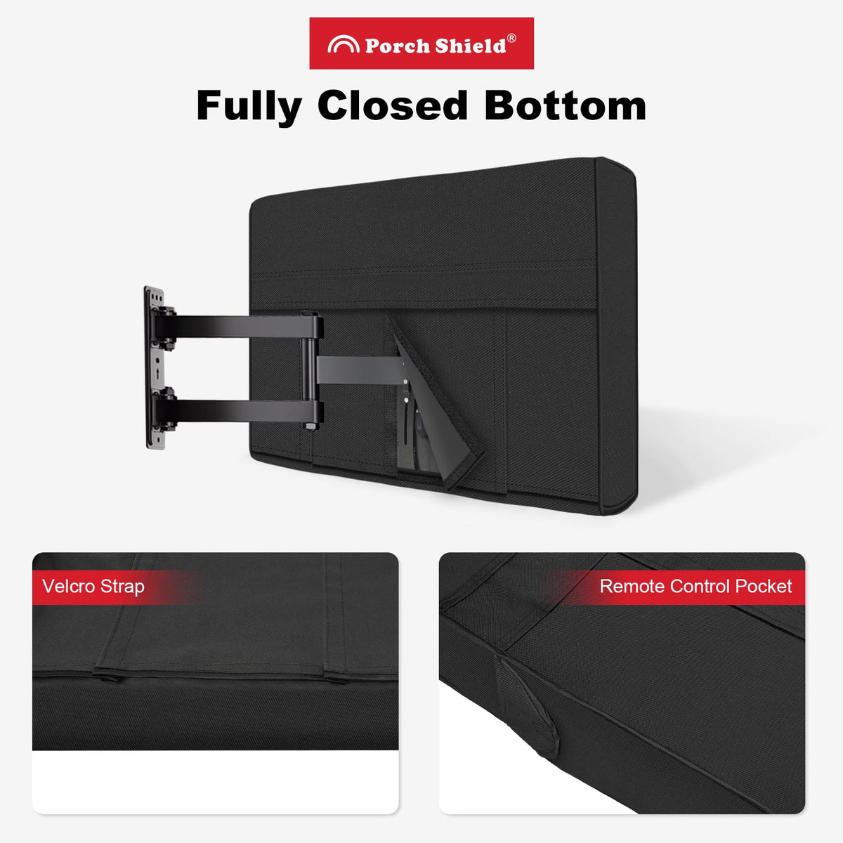Porch Shield back Velcro strip detail enabling mount-compatible installation
