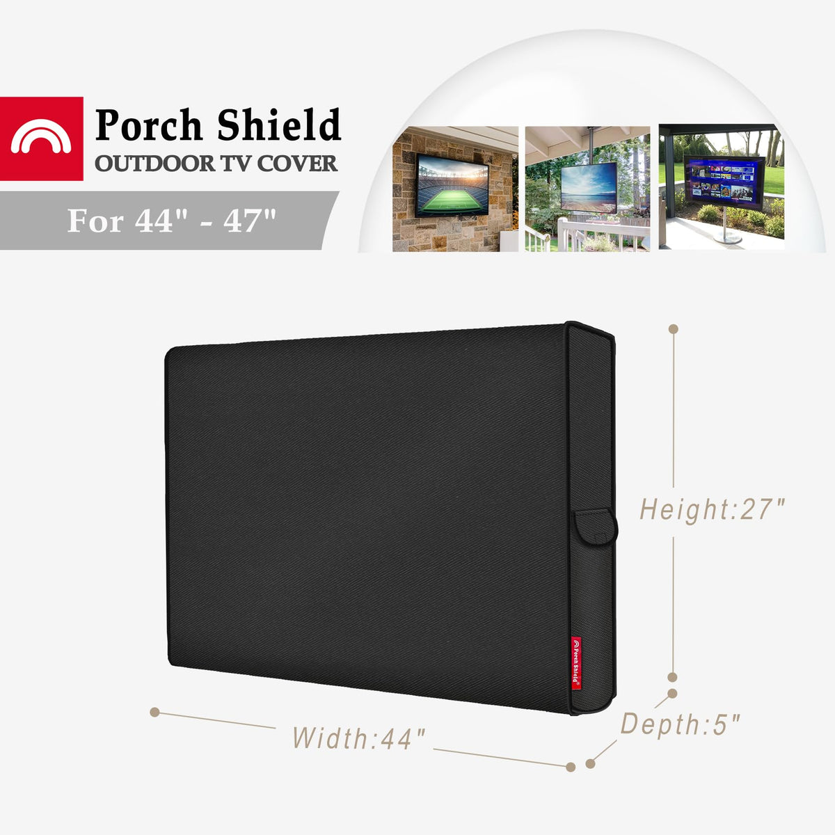 Porch Shield back velcro and mount area demonstrating mount compatibility