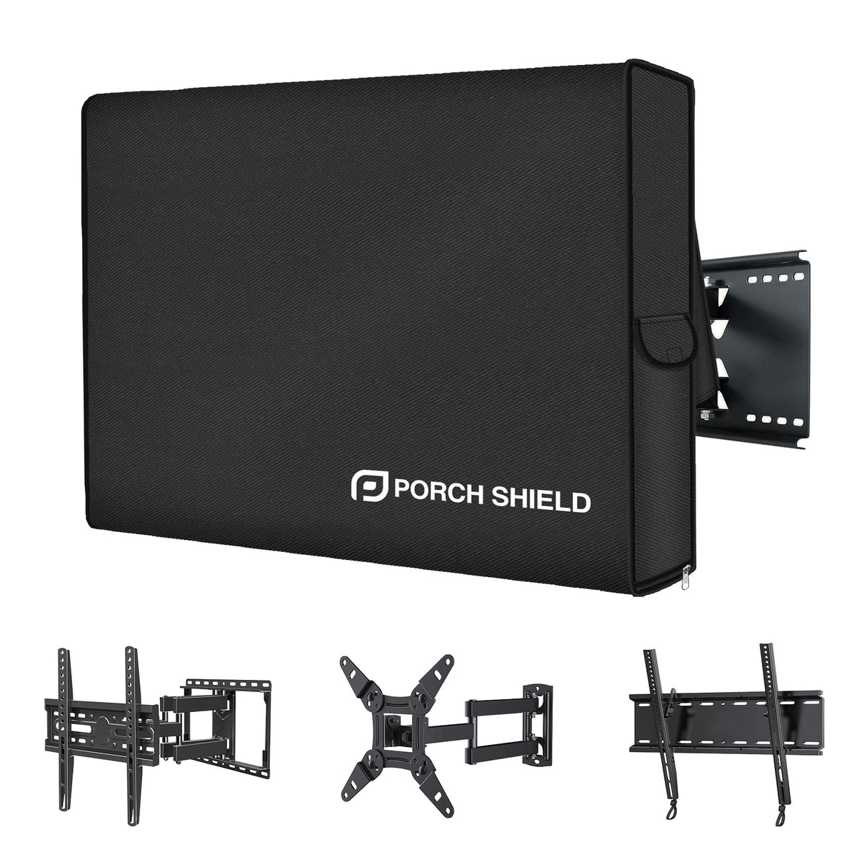 Porch Shield front view showing full TV protection and clean appearance