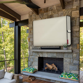 Beige Porch Shield on outdoor TV with weatherproof performance in porch setting