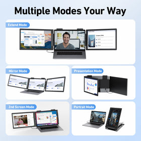 Pornitor 14-15-6 laptop triple monitor display for seamless workflows