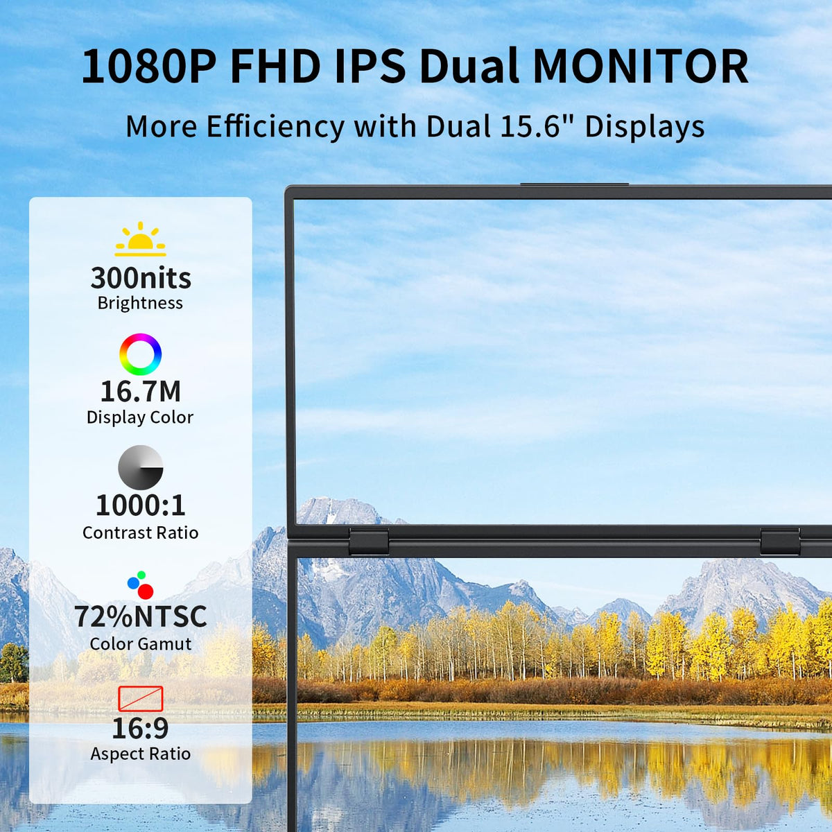 Pornitor dual monitor setup side view highlights wide viewing angle.