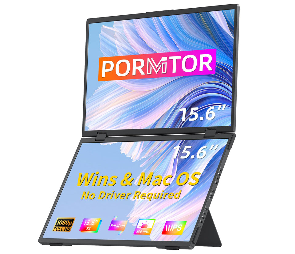 Pornitor laptop screen extender front view shows foldable portability.