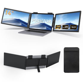 Pornitor laptop screen extender triple setup expands workspace for multitasking efficiency