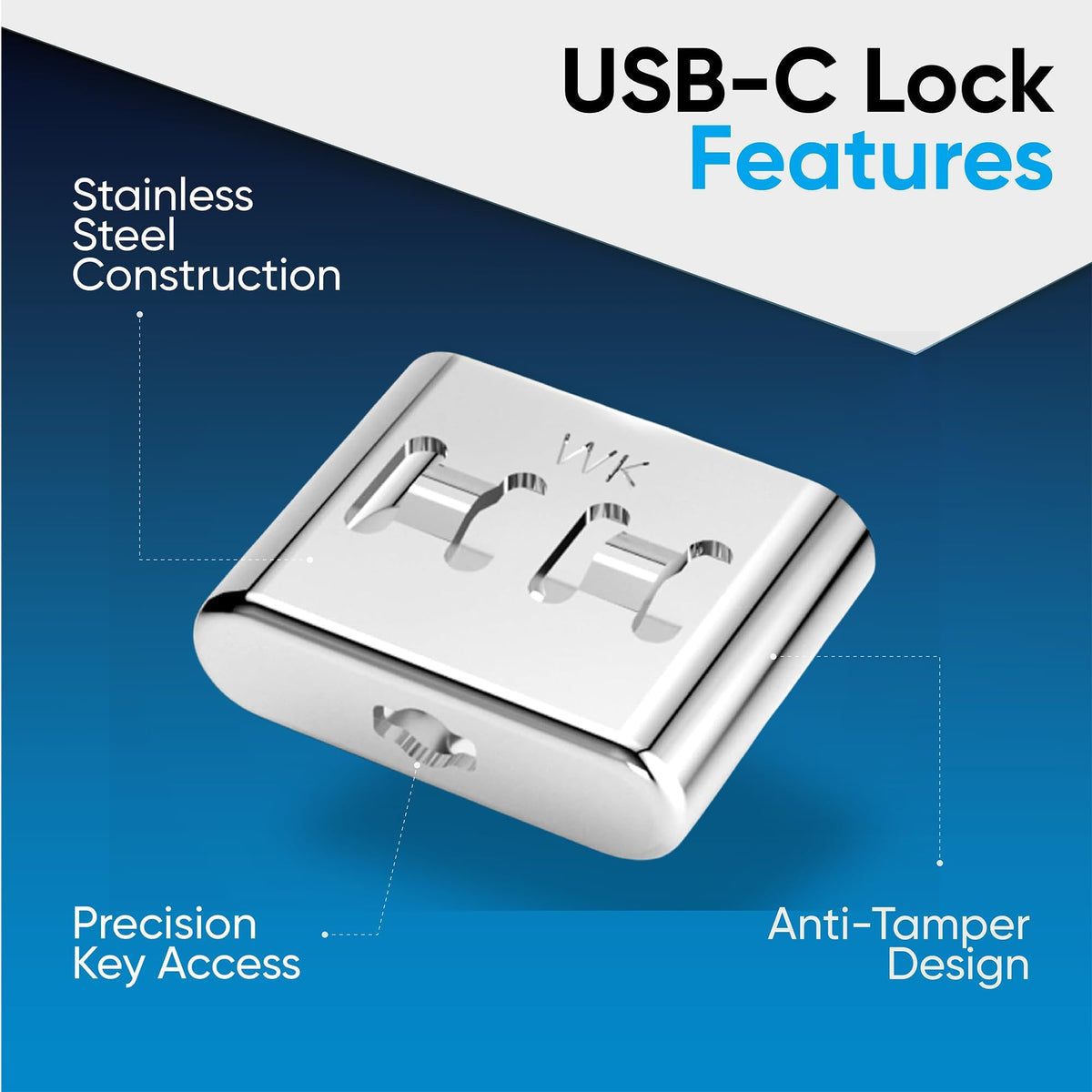 PortPlugs metal key beside plug, PortPlugs easy removal and controlled access